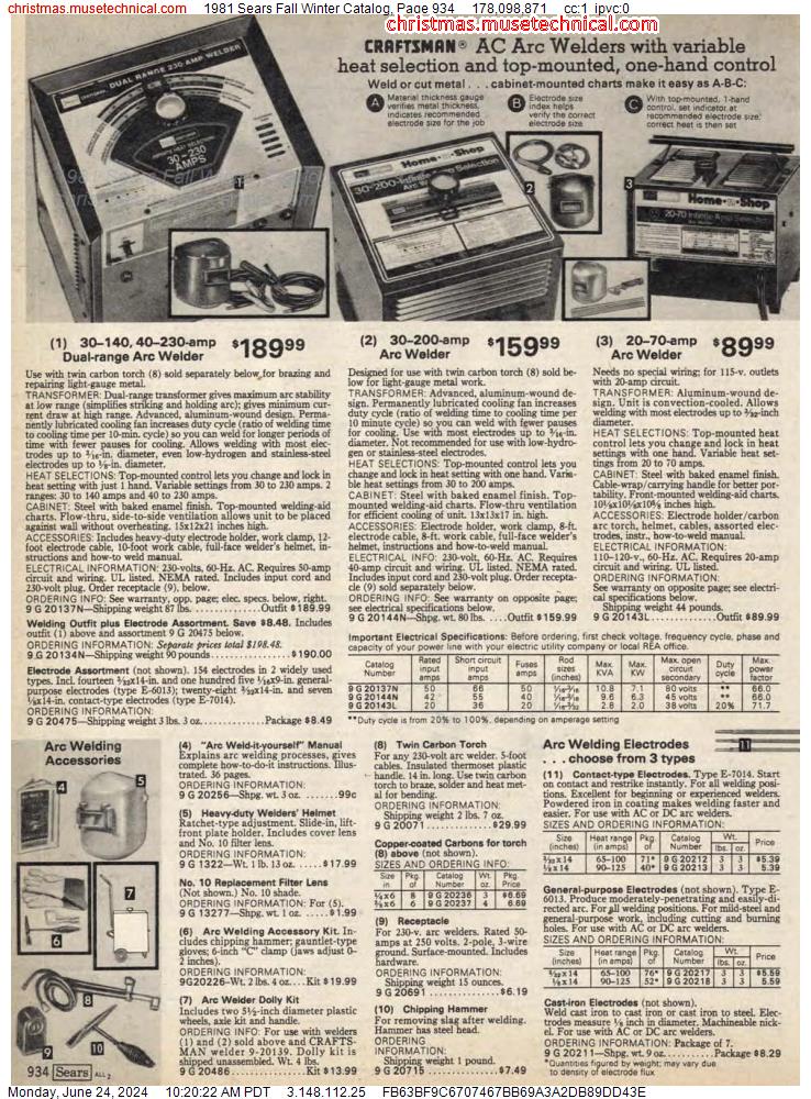 1981 Sears Fall Winter Catalog, Page 934