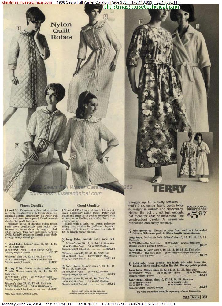 1968 Sears Fall Winter Catalog, Page 353