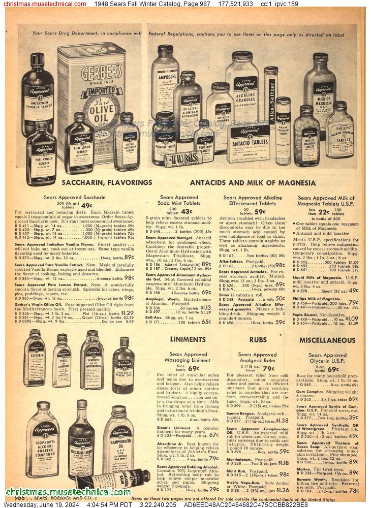 1948 Sears Fall Winter Catalog, Page 987