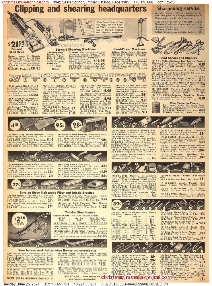 1942 Sears Spring Summer Catalog, Page 1105