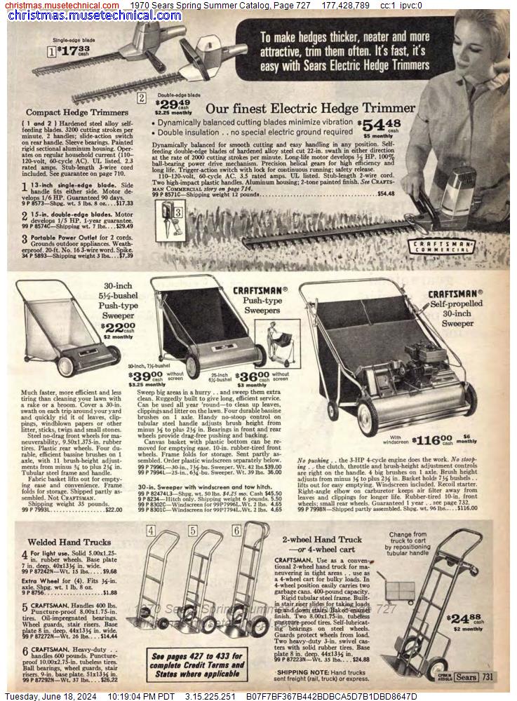 1970 Sears Spring Summer Catalog, Page 727