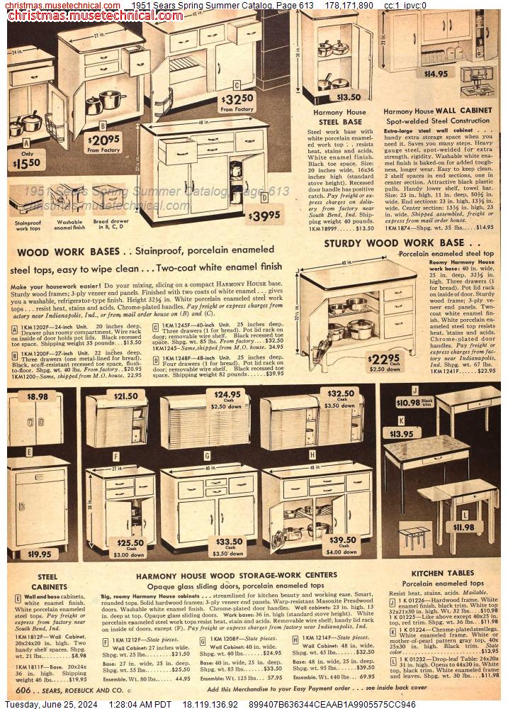 1951 Sears Spring Summer Catalog, Page 613