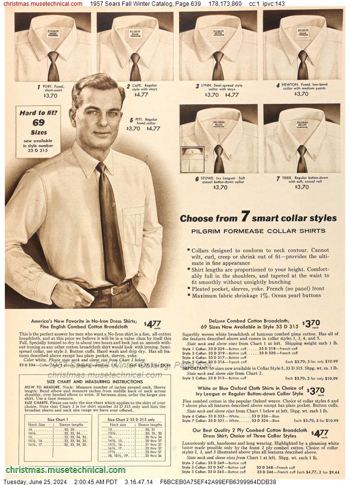 1957 Sears Fall Winter Catalog, Page 639