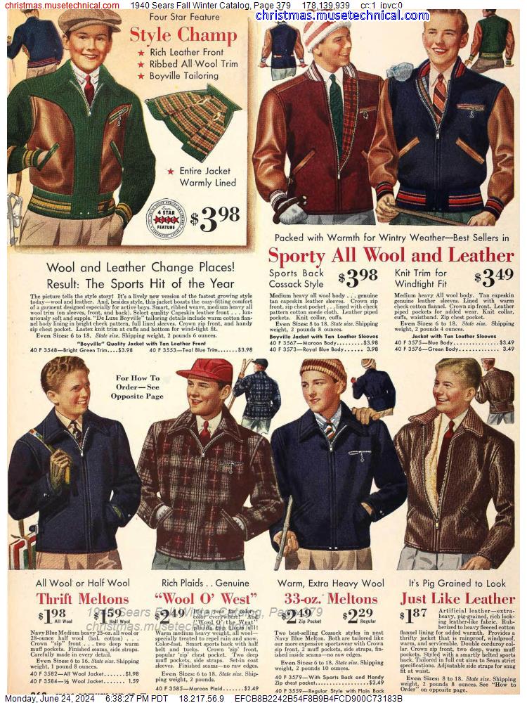 1940 Sears Fall Winter Catalog, Page 379