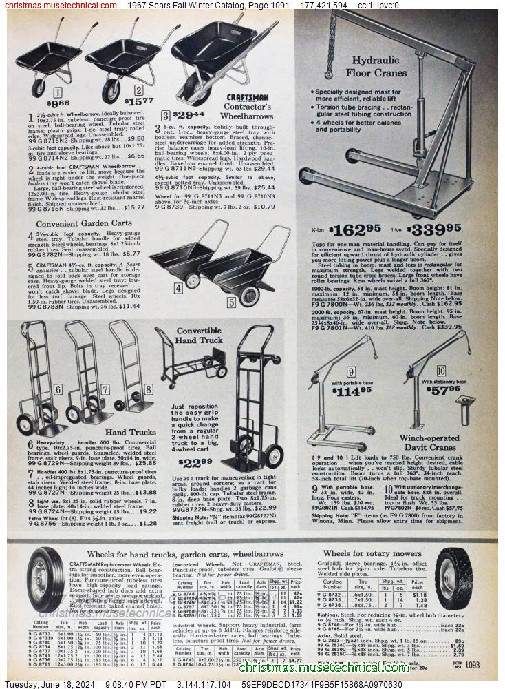 1967 Sears Fall Winter Catalog, Page 1091
