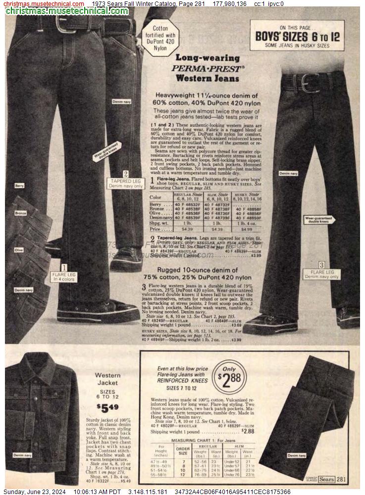 1973 Sears Fall Winter Catalog, Page 281