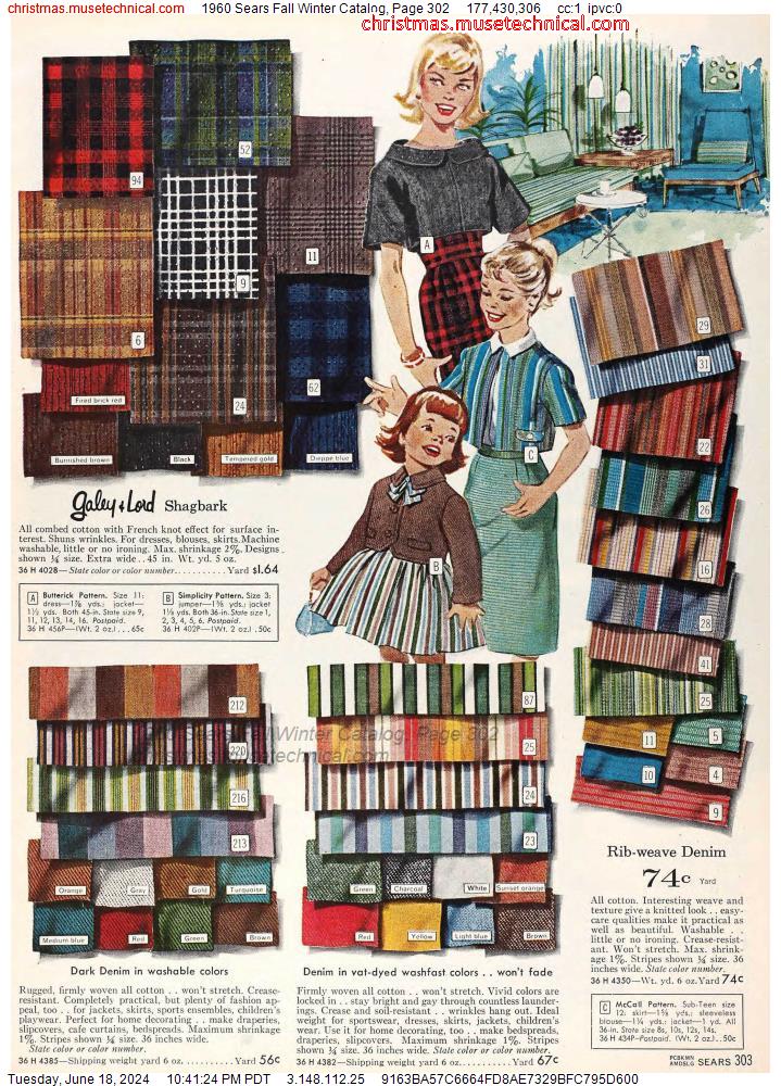 1960 Sears Fall Winter Catalog, Page 302