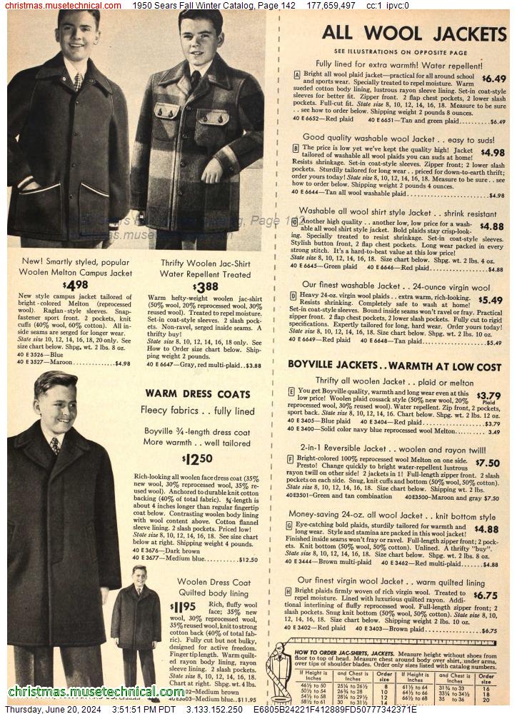 1950 Sears Fall Winter Catalog, Page 142