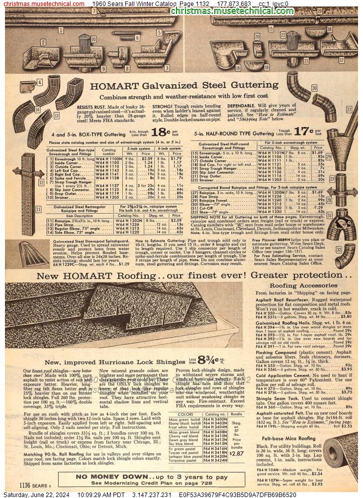 1960 Sears Fall Winter Catalog, Page 1132