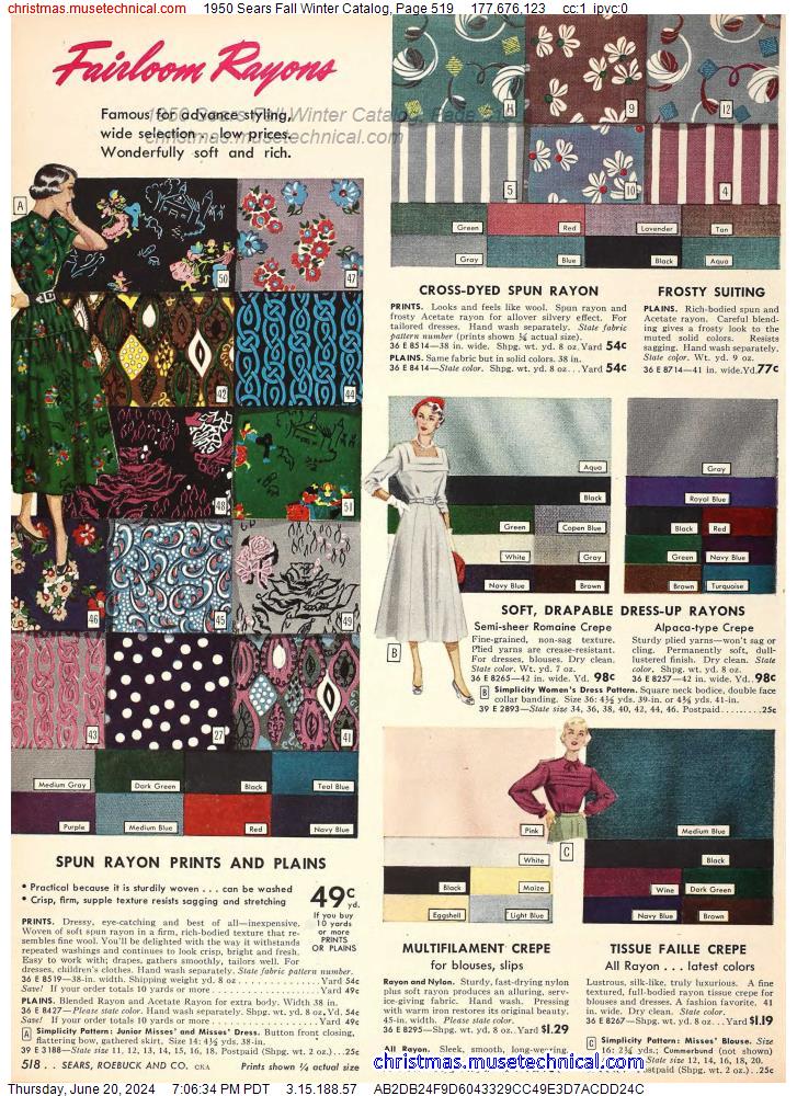 1950 Sears Fall Winter Catalog, Page 519