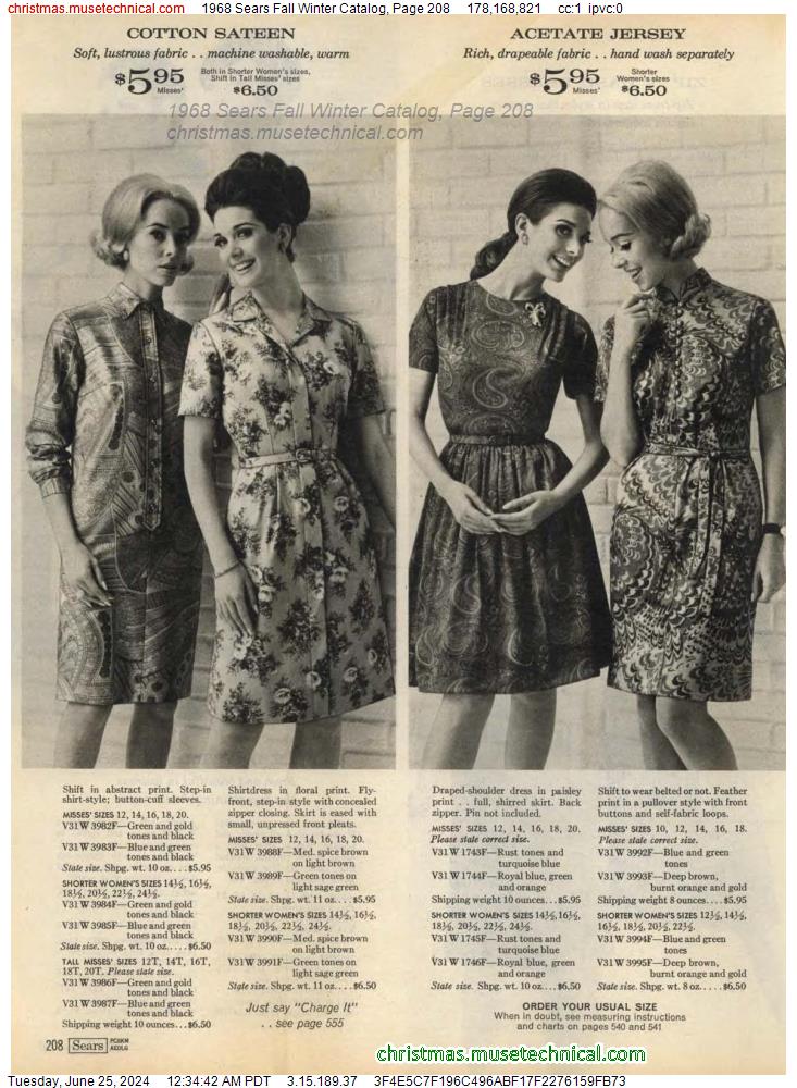 1968 Sears Fall Winter Catalog, Page 208