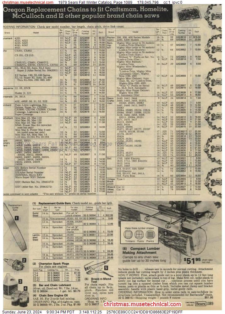 1979 Sears Fall Winter Catalog, Page 1089