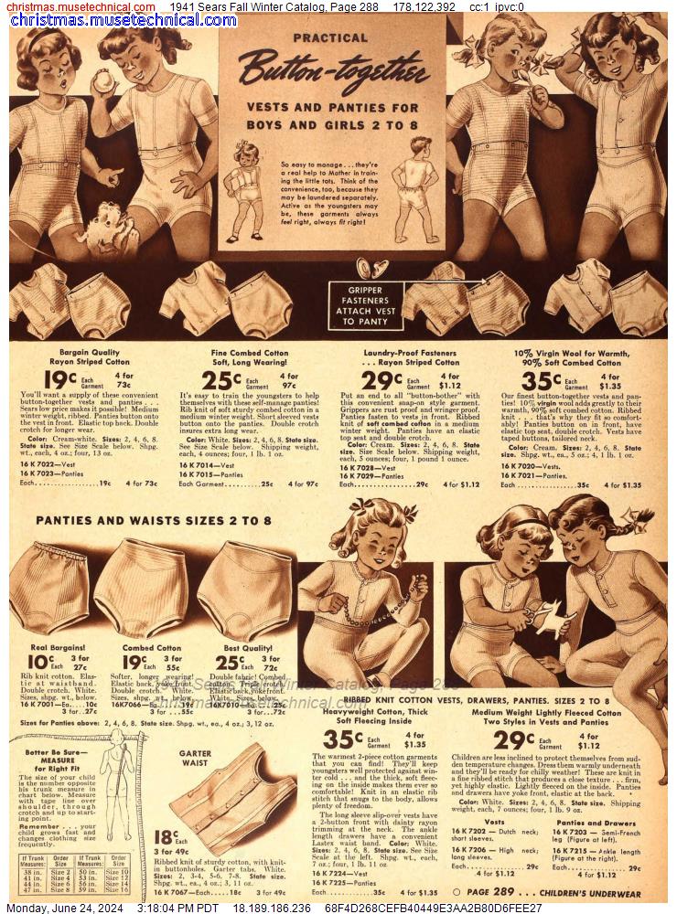1941 Sears Fall Winter Catalog, Page 288