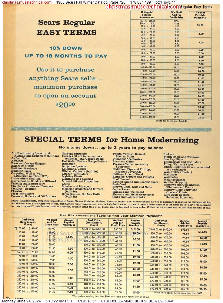 1960 Sears Fall Winter Catalog, Page 726