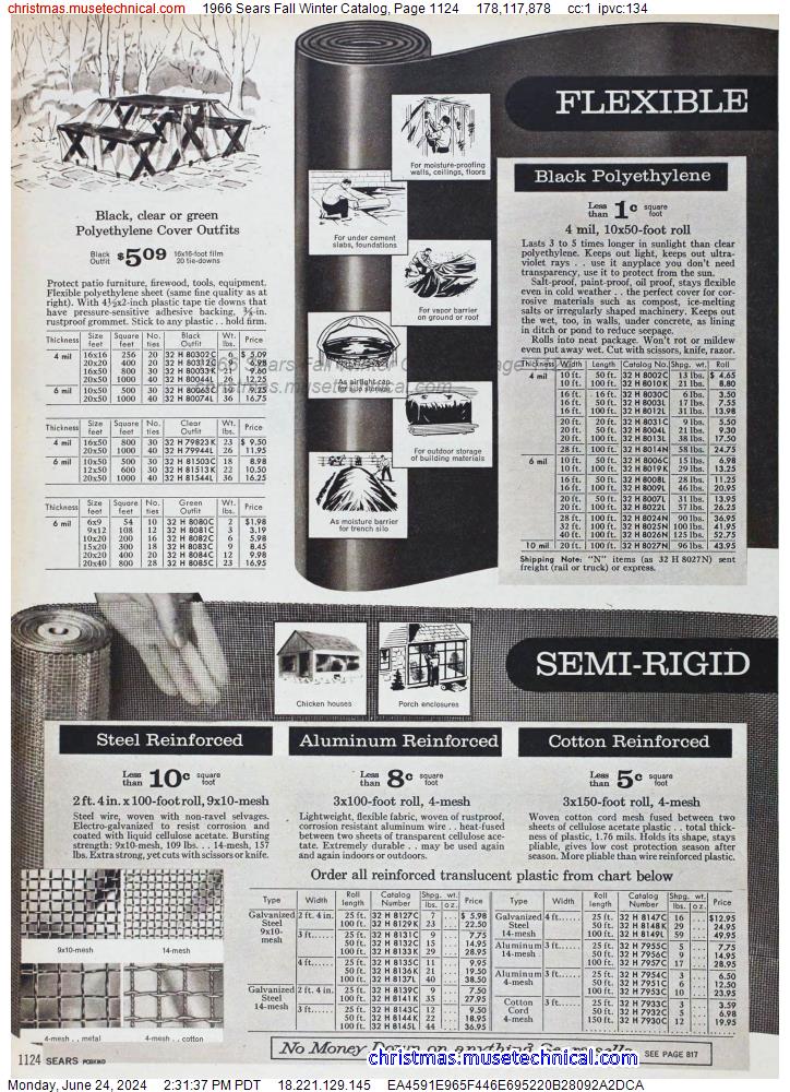 1966 Sears Fall Winter Catalog, Page 1124