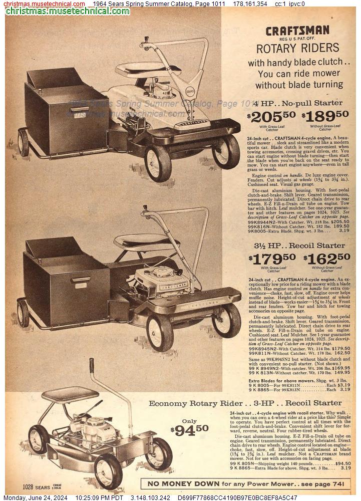 1964 Sears Spring Summer Catalog, Page 1011