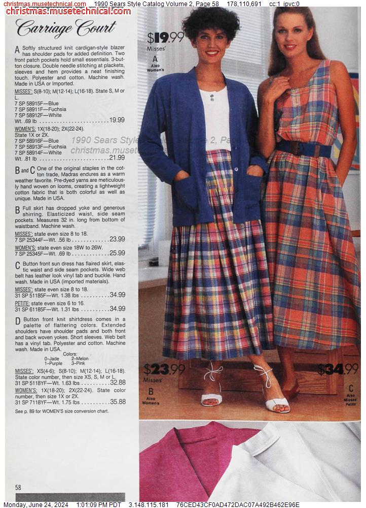 1990 Sears Style Catalog Volume 2, Page 58