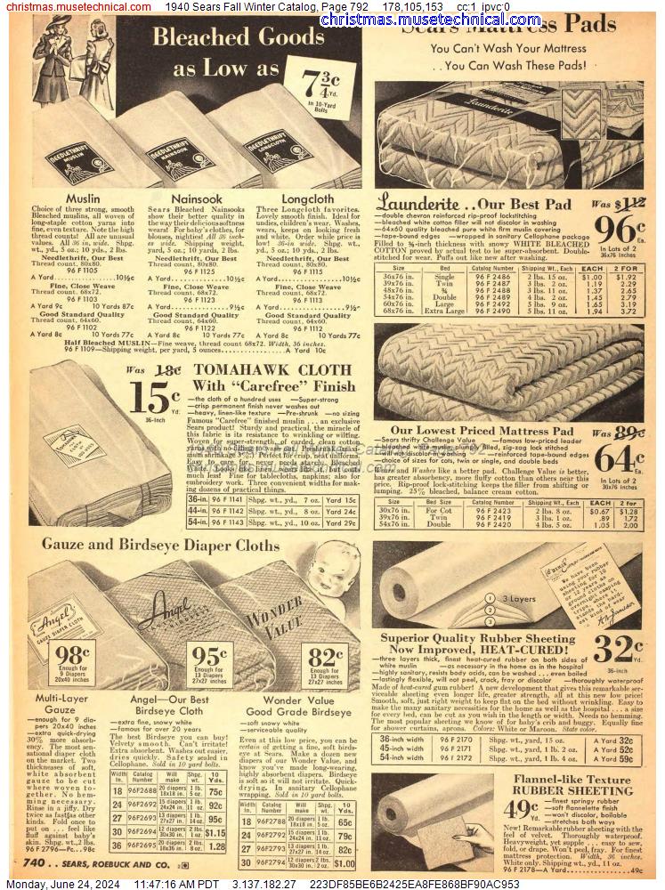 1940 Sears Fall Winter Catalog, Page 792
