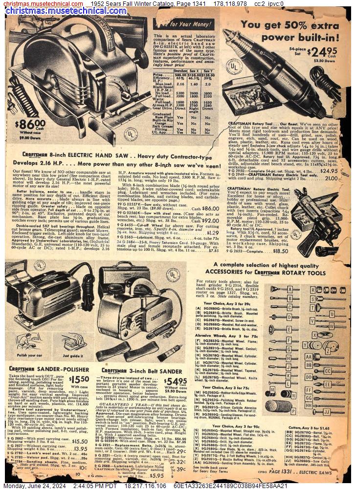 1952 Sears Fall Winter Catalog, Page 1341