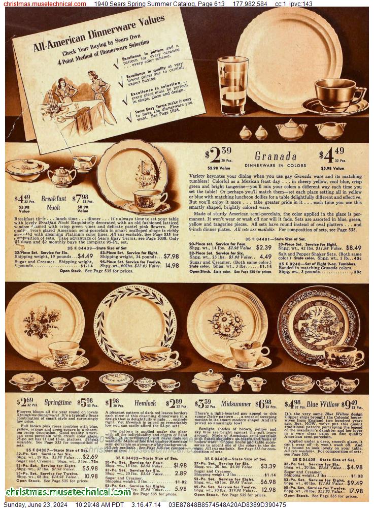 1940 Sears Spring Summer Catalog, Page 613