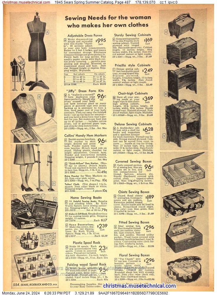 1945 Sears Spring Summer Catalog, Page 487