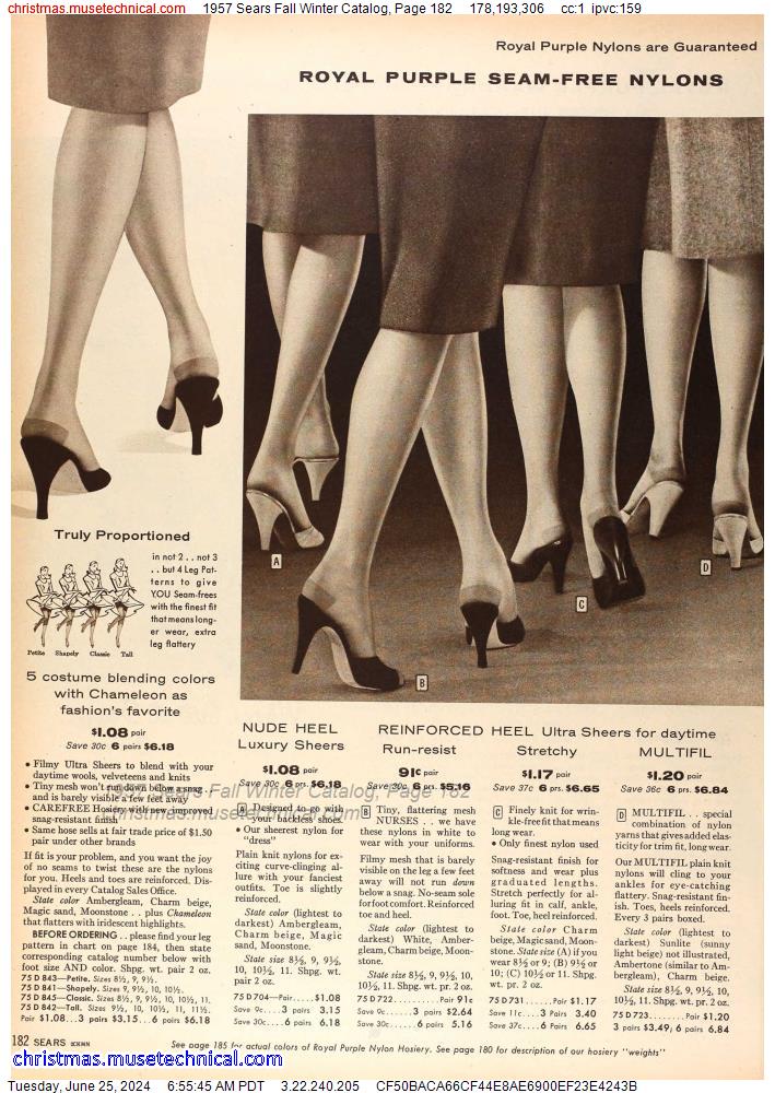 1957 Sears Fall Winter Catalog, Page 182
