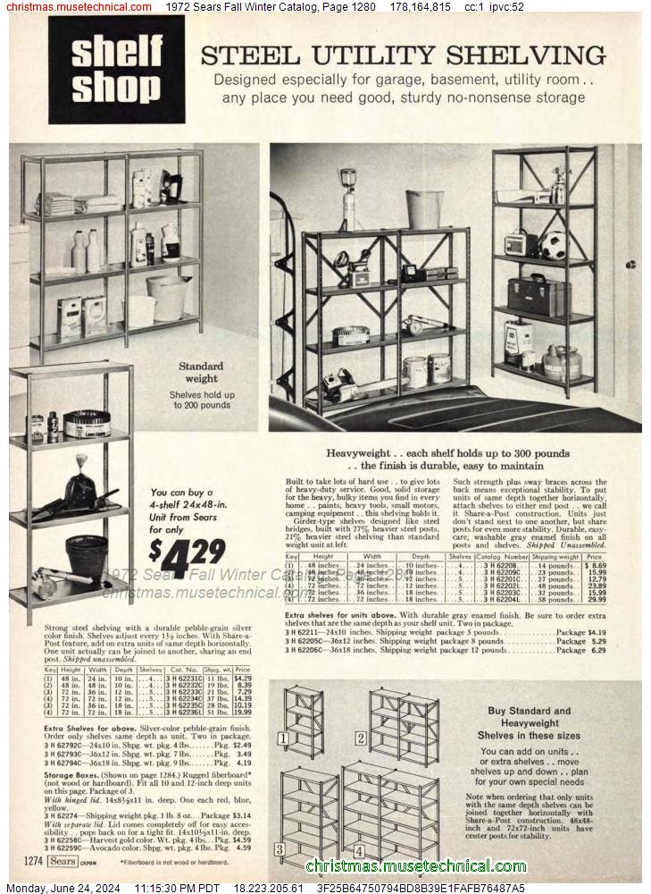 1972 Sears Fall Winter Catalog, Page 1280