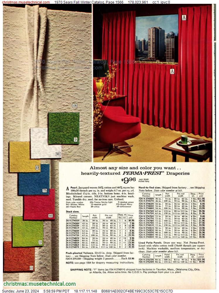 1970 Sears Fall Winter Catalog, Page 1566