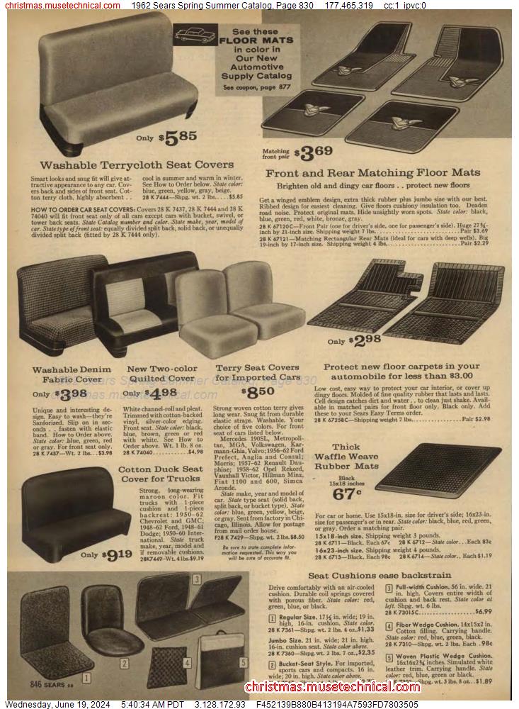 1962 Sears Spring Summer Catalog, Page 830