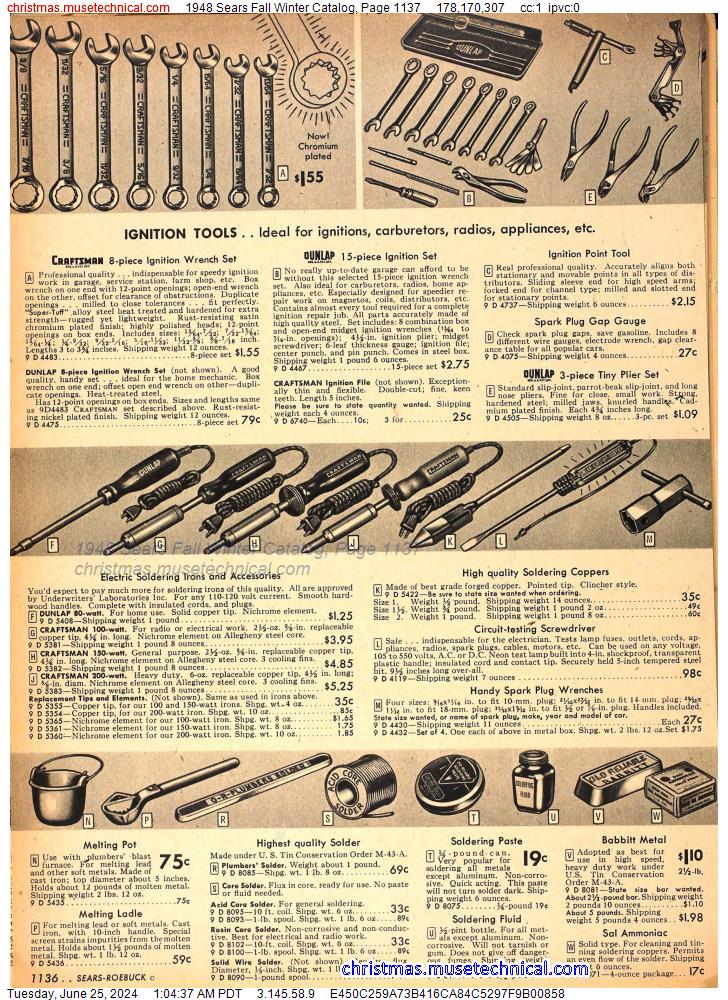 1948 Sears Fall Winter Catalog, Page 1137