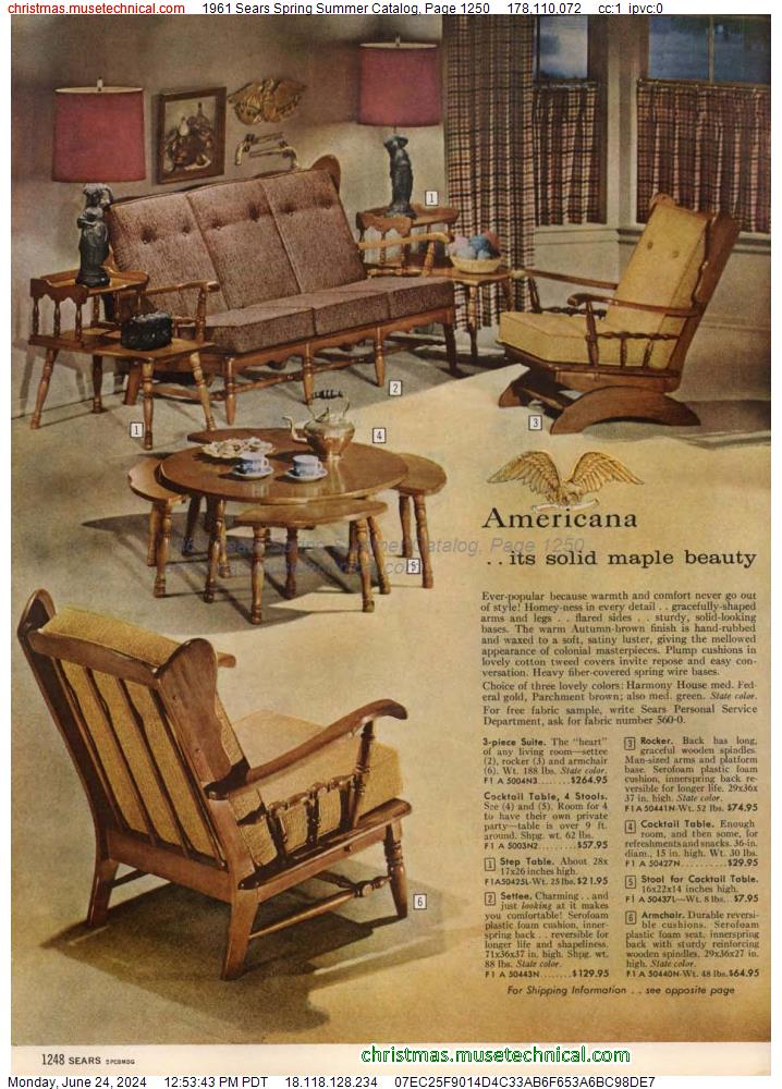 1961 Sears Spring Summer Catalog, Page 1250