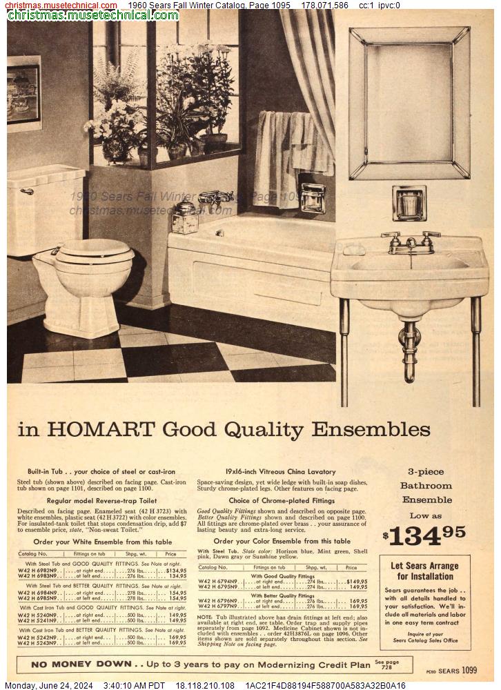 1960 Sears Fall Winter Catalog, Page 1095