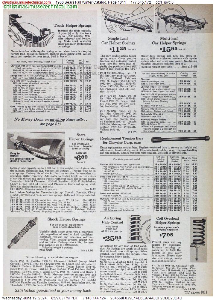 1966 Sears Fall Winter Catalog, Page 1011