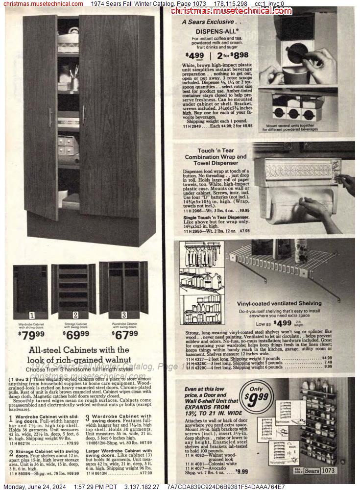1974 Sears Fall Winter Catalog, Page 1073