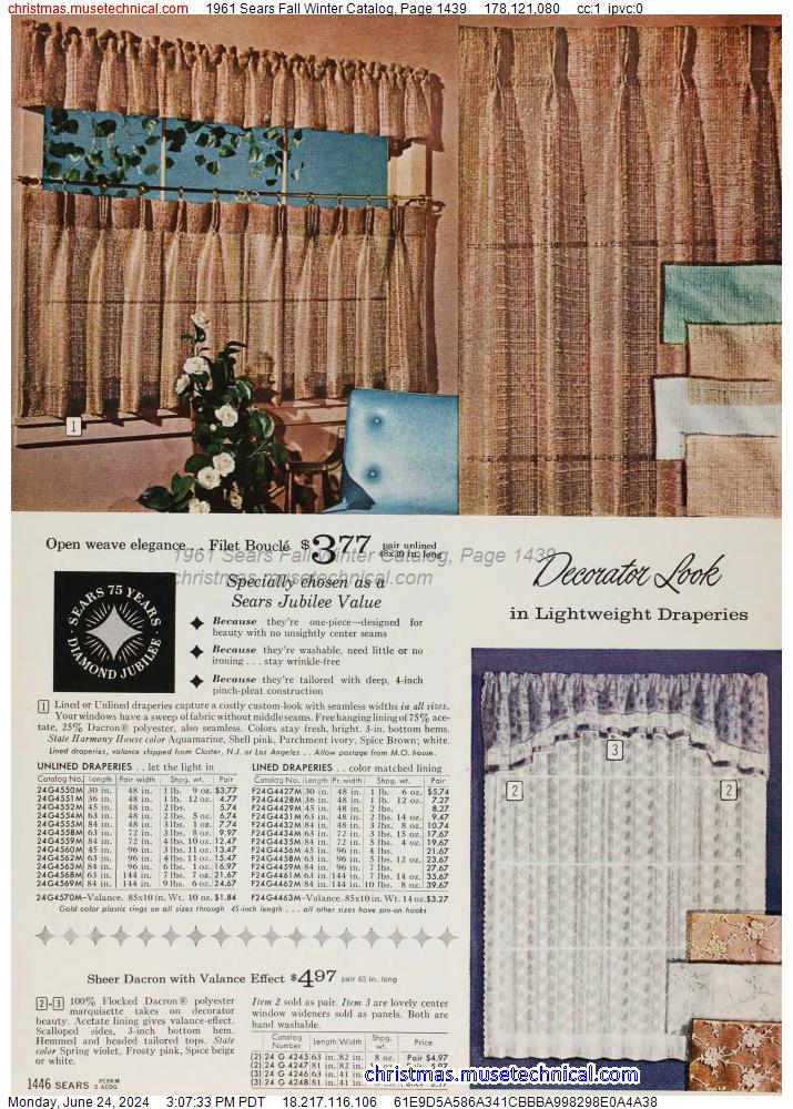 1961 Sears Fall Winter Catalog, Page 1439