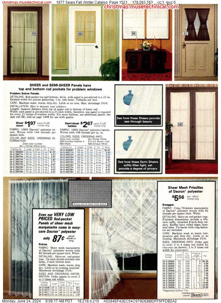 1977 Sears Fall Winter Catalog, Page 1521