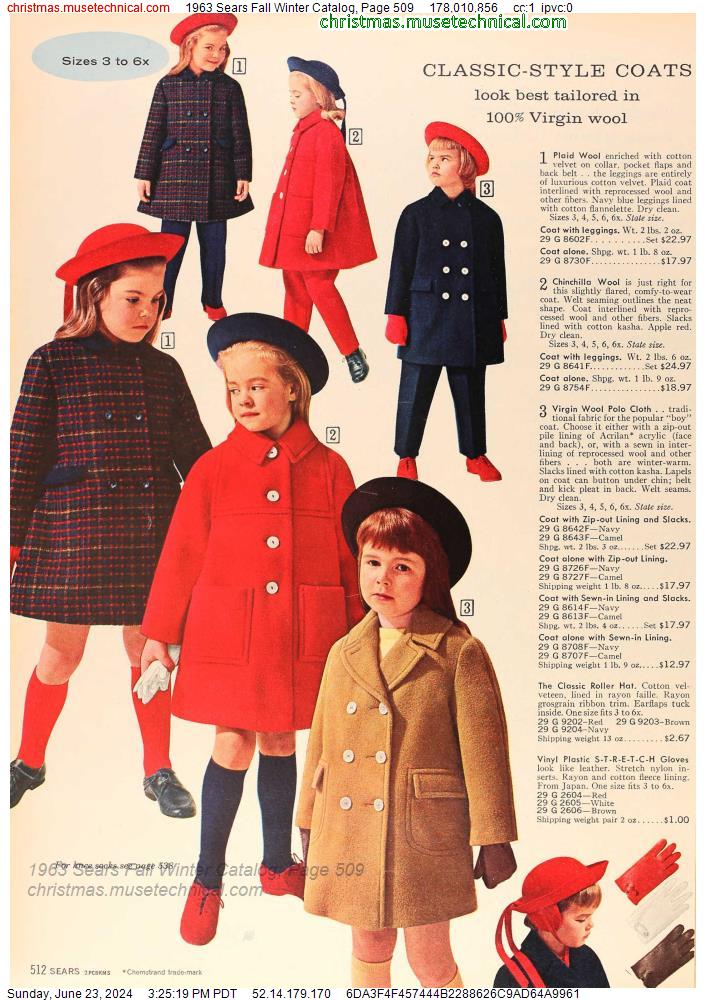 1963 Sears Fall Winter Catalog, Page 509