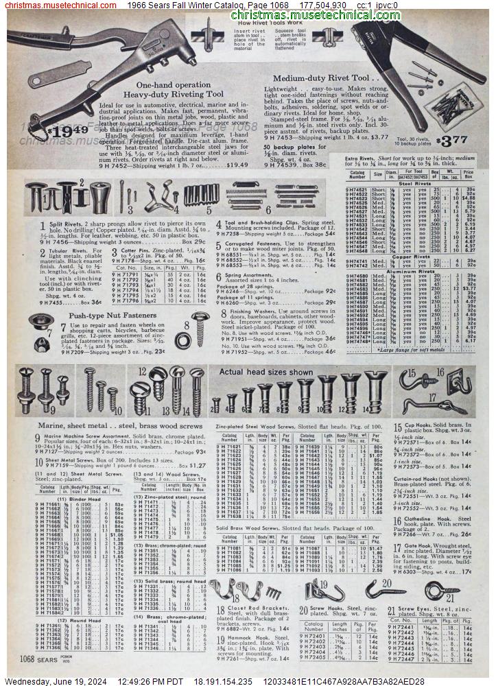 1966 Sears Fall Winter Catalog, Page 1068