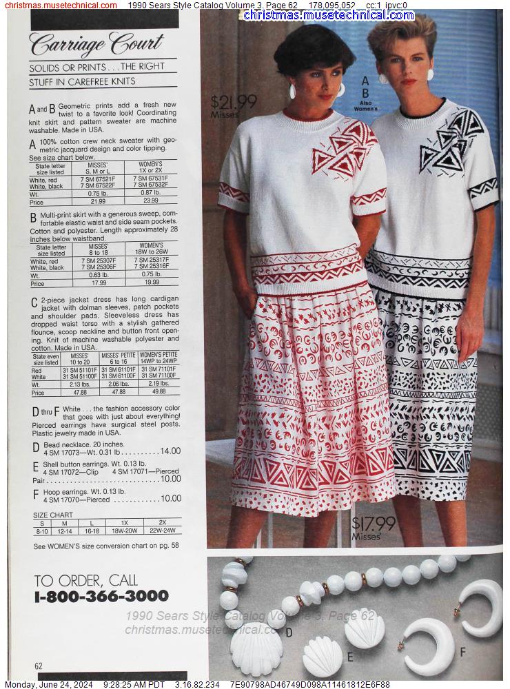 1990 Sears Style Catalog Volume 3, Page 62