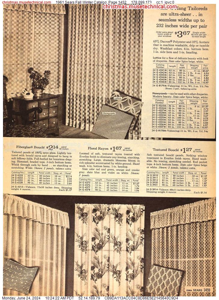 1961 Sears Fall Winter Catalog, Page 1452