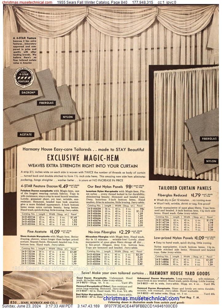 1955 Sears Fall Winter Catalog, Page 840