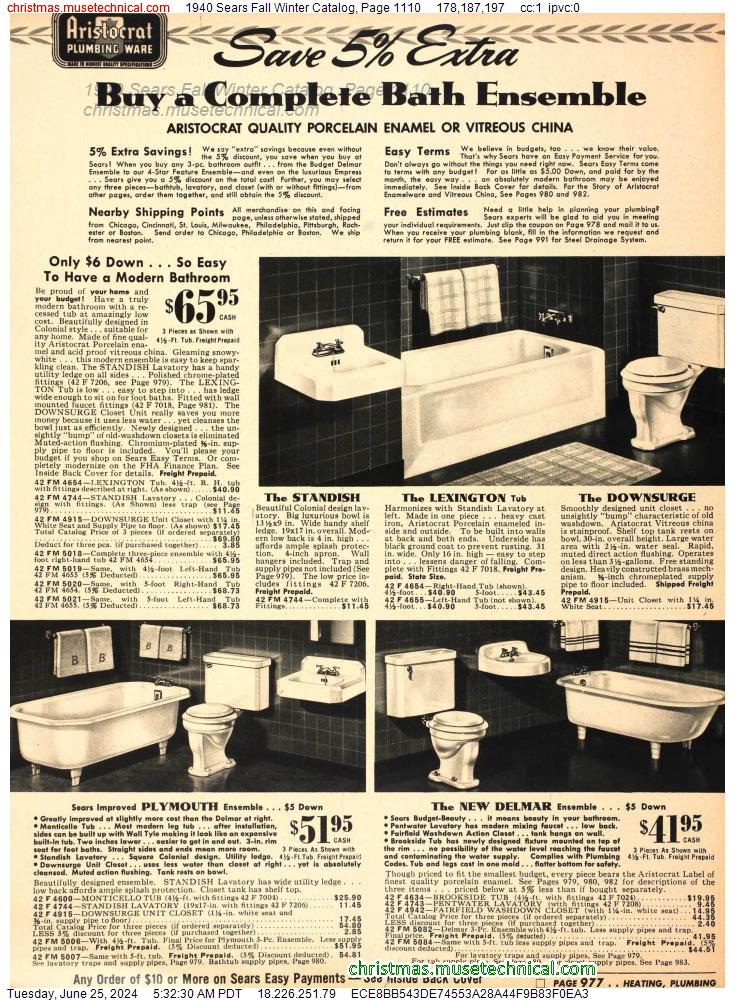 1940 Sears Fall Winter Catalog, Page 1110