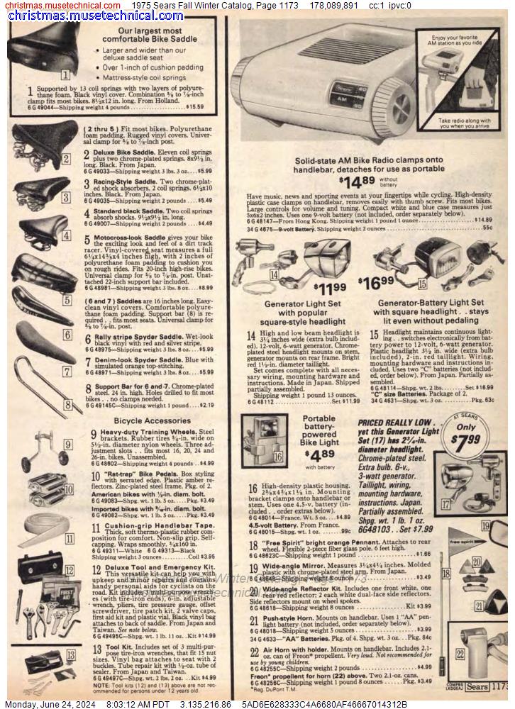 1975 Sears Fall Winter Catalog, Page 1173