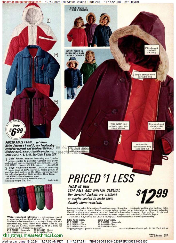 1975 Sears Fall Winter Catalog, Page 287