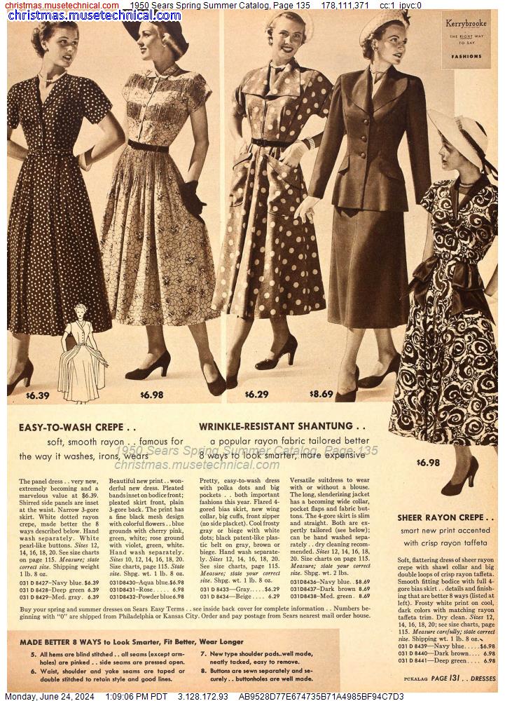 1950 Sears Spring Summer Catalog, Page 135