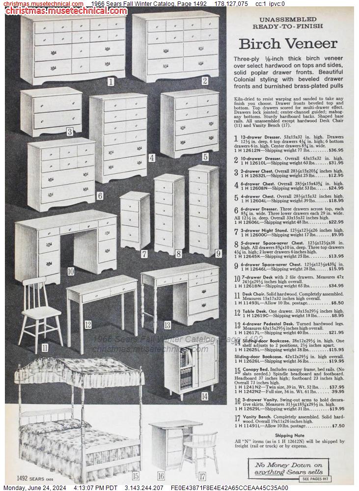 1966 Sears Fall Winter Catalog, Page 1492