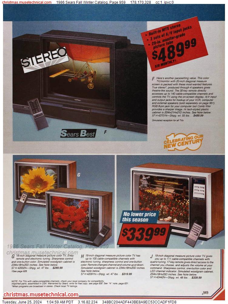 1986 Sears Fall Winter Catalog, Page 959
