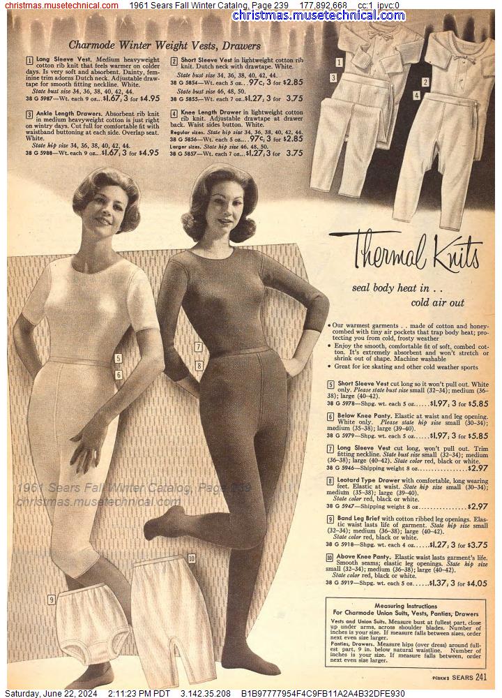 1961 Sears Fall Winter Catalog, Page 239