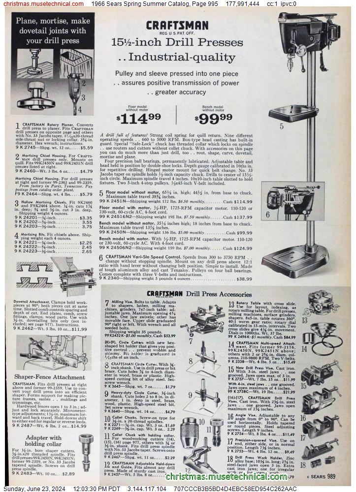 1966 Sears Spring Summer Catalog, Page 995