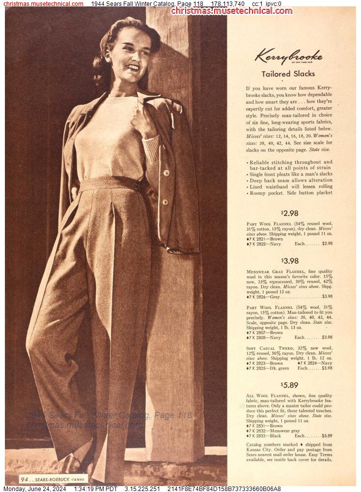 1944 Sears Fall Winter Catalog, Page 118
